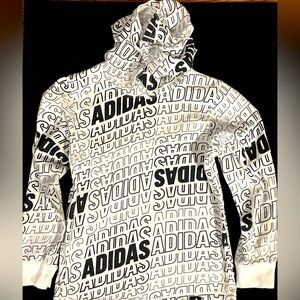 Adidas White and Black Graphic Sweatshirt
